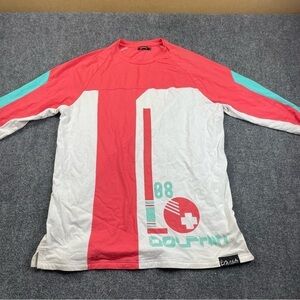 PINK + DOLPHIN Men’s T-Shirt Color Block Coral/Teal half Sleeve size: XLarge